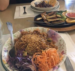Pad Thai, BBQ chicken, and the orange chicken ! at Wheel of Life in Irvine