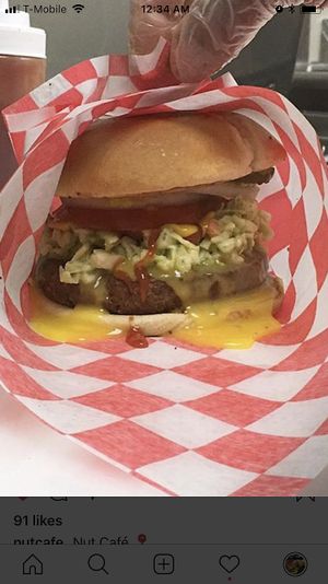 Big slaw burger. at Nut Cafe in Jonesboro