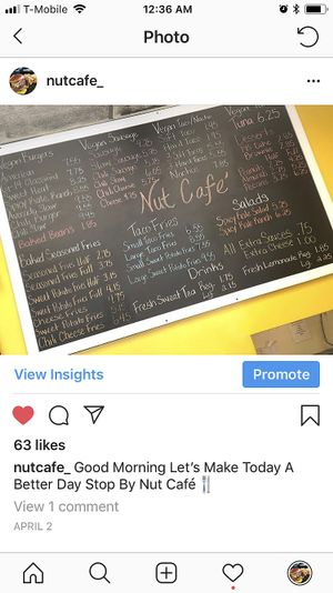 Our Variety menu! at Nut Cafe in Jonesboro