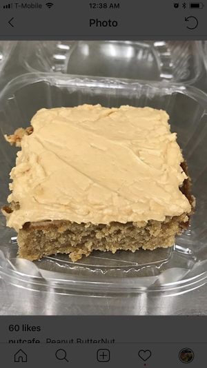 Our moist peanut butter cake!🤗 at Nut Cafe in Jonesboro