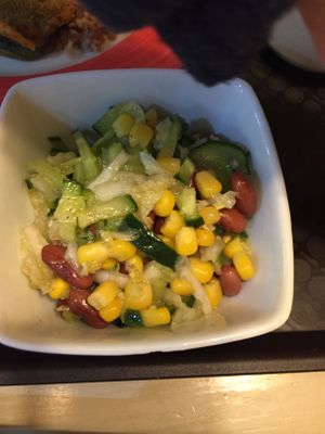 Salat with cucumber, beans and corn at Lyublyu i Blagodaryu in Yekaterinburg