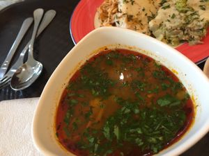 Traditional Russian vegetable soup at Lyublyu i Blagodaryu in Yekaterinburg