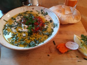 Delicious vegan hummus plate at Kerszberg's Café & Genuss in Berlin