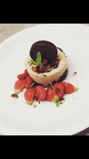 Vegan chocolate Oreo cheesecake  at Drummonds Hotel in Markinch