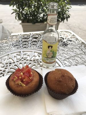 One with pistacchio and tomatoes and one with veggies   at Sfrigola - Corso Calatafimi in Palermo
