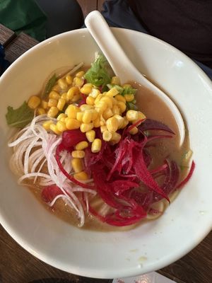 Miso Butter Corn Ramen, made vegan   at Gluten Free T's Kitchen in Tokyo