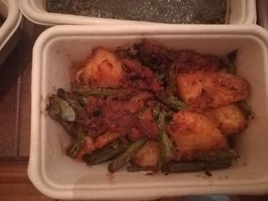 Potatoes and green beans at Swadish in Glasgow