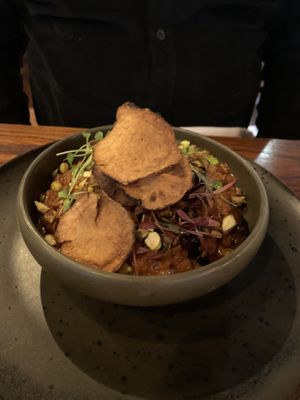 Aubergine and pistachio curry   at Swadish in Glasgow