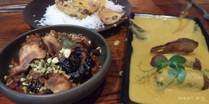 Mushroom Kofta and baby aubergine at Swadish in Glasgow