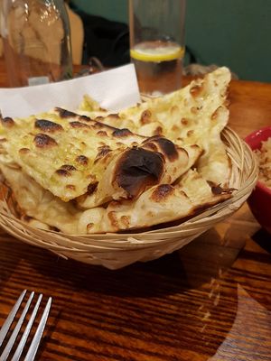 Garlic and coriander naan at Swadish in Glasgow