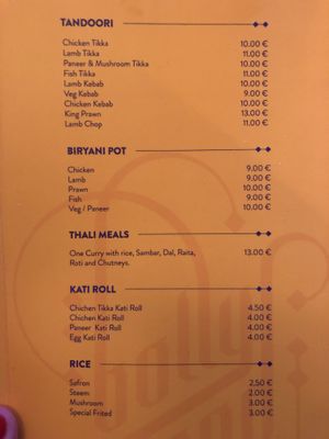 Menue page 2 at Bollywood Urban Taste in Porto