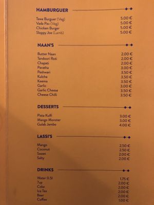 Menue page 3 at Bollywood Urban Taste in Porto