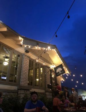 Outdoor lights and seating  at Cappy's Pizzeria in St Petersburg