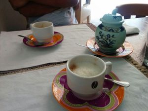 Soy cappuccinos at El Celler de Triton in Sant Feliu De Guixols