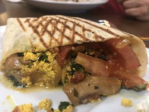 Vegan breakfast burrito at Milk & Honey in Chattanooga