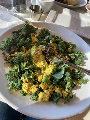 The vegan protein bowl needs less raw kale and more grain or some sourdough on the side to round it out. The kale would be better sautéed, too. The tofu was good, though    at Milk & Honey in Chattanooga