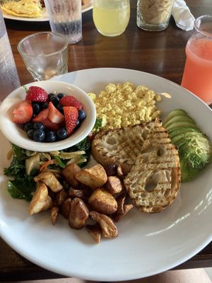 Vegan Big Kid Breakfast w/ Grapefruit juicee  at Milk & Honey in Chattanooga