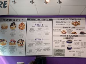 Menu at Cinnaholic in Ottawa