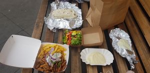 Gyros plate and gyros wrap + extra mayo at Trash Chic in Cologne
