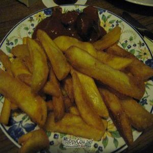 Currywurst and chips at Trash Chic in Cologne