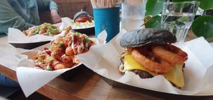 Hash brown chips and BBQ Boi at Punk Vegan in Leeds