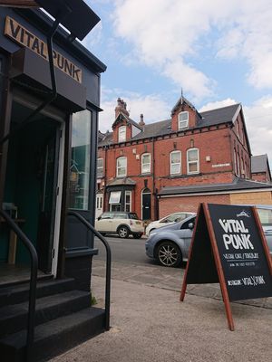 Outdoor seating at Punk Vegan in Leeds