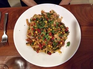 Peruvian noodles with vegetables. at Aji Limon in Bonita Springs