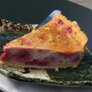 best vegan cake ever to put in my face hole... this one is lemon raspberry~  at Tushita in Munich