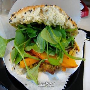 Amazing pesto seitan sandwich...perfect lunch:-) at Tushita in Munich