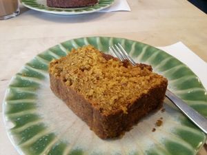 carrot ginger cake (....try it!)  at Tushita in Munich