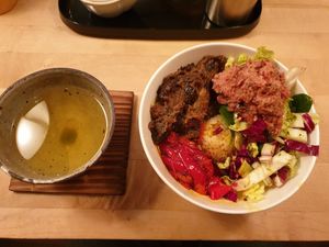 Bowl with eggplant at Tushita in Munich