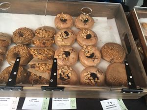 Part of vegan selection at Crosstown Doughnuts - Kings Cross Market in North London