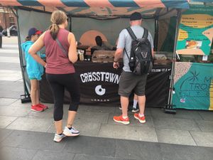 Booth where they are sold at Crosstown Doughnuts - Kings Cross Market in North London