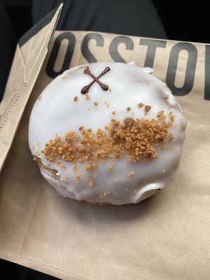 Lime & coconut doughnut  at Crosstown Doughnuts - Kings Cross Market in North London
