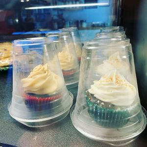 chocolate peanut butter cupcakes (vg/gf), chocolate toasted coconut cupcakes (vg/gf),  at Gathering Grounds in Roseburg