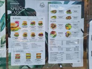 Menu at Spring Cafe in New York City