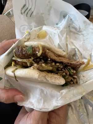 Braised tofu skin bao bun  at Spring Cafe in New York City