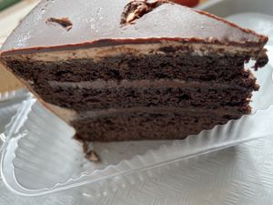 Death by chocolate cake (the name tells you)  at Spring Cafe in New York City