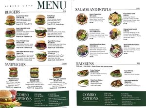 Burgers, sandwiches, salads & bowls, and bao buns at Spring Cafe in New York City