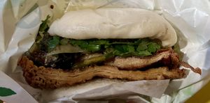 Braised tofu skin bao bun   at Spring Cafe in New York City
