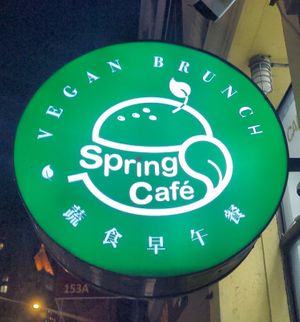 Outside sign at Spring Cafe in New York City