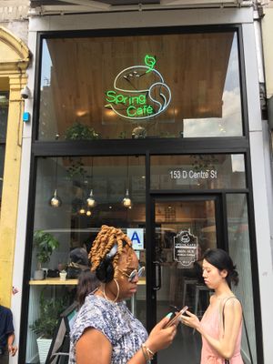 Front of cafe at Spring Cafe in New York City