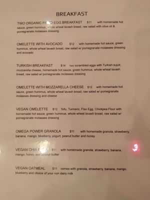 Breakfast menu at Abracadabra Magic Deli in Brooklyn