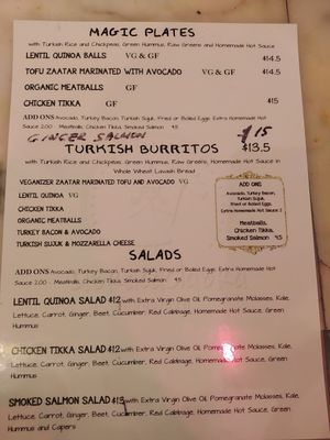 Menu at Abracadabra Magic Deli in Brooklyn