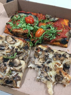 Eggplant and mushroom truffle! Both amazing!  at My Pie Pizzeria Romana - 72nd in New York City