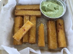 Polenta fries with avocado crema   at Leaf & Lentil in Sarasota
