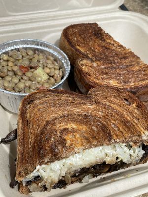 Portobello Reuben Sandwich with Lentil Salad  at Leaf & Lentil in Sarasota
