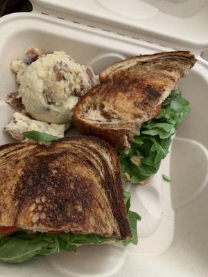 Chickpea salad sandwich with roasted potato salad  at Leaf & Lentil in Sarasota