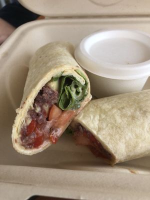 Veggie wrap to go at Leaf & Lentil in Sarasota