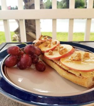 Apple Baguette w/House Made Cashew Cheese and Apple Honey   at Leaf & Lentil in Sarasota